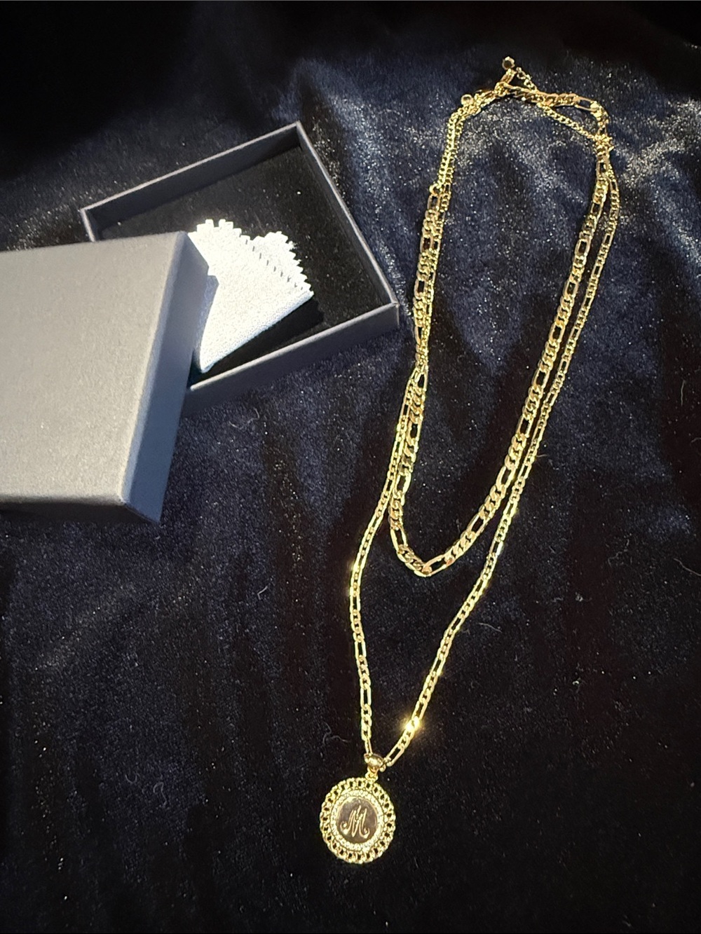 Gold Double-Layered Coin Pendant Necklace - Unbranded